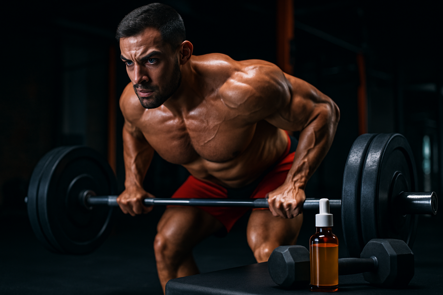 Molekülstruktur von Andarine S4 mit Warnsymbolen für Sehstörungen